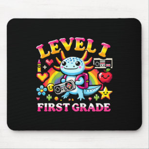 Level 1 First Grade Gamer Axolotl Video Game Ck To Mouse Pad
