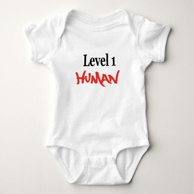 Level 1 Human -boy/red Baby Bodysuit (Front)