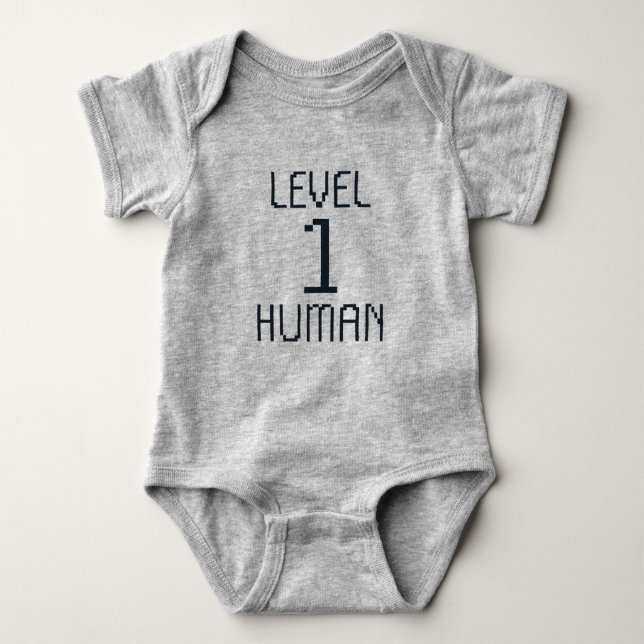 Level 1 Human - Nerd Babies - Newborn Baby Baby Bodysuit (Front)