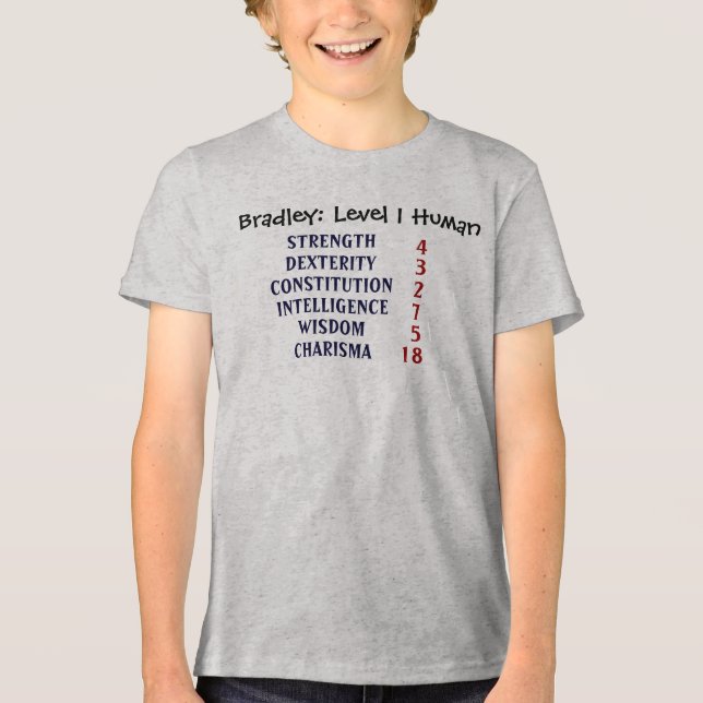 Level 1 Human Personalised Tri-Blend Shirt (Front)