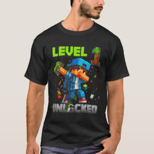 Level 1 Unlocked Funy Birthday Boy Pixel Gamer 1st T-Shirt