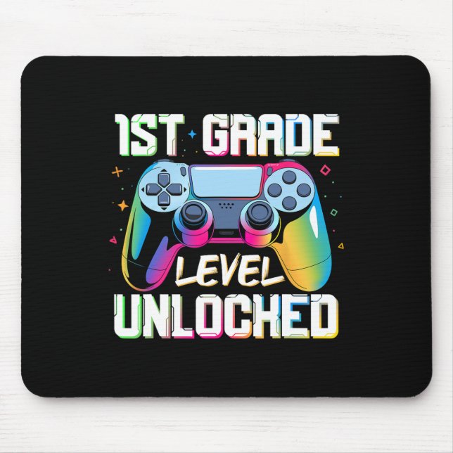 Level 1st Grade Unlocked Back To School First Day  Mouse Pad (Front)