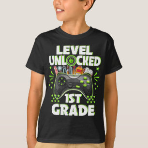 Level 1st Grade Unlocked Back To School First Day  T-Shirt