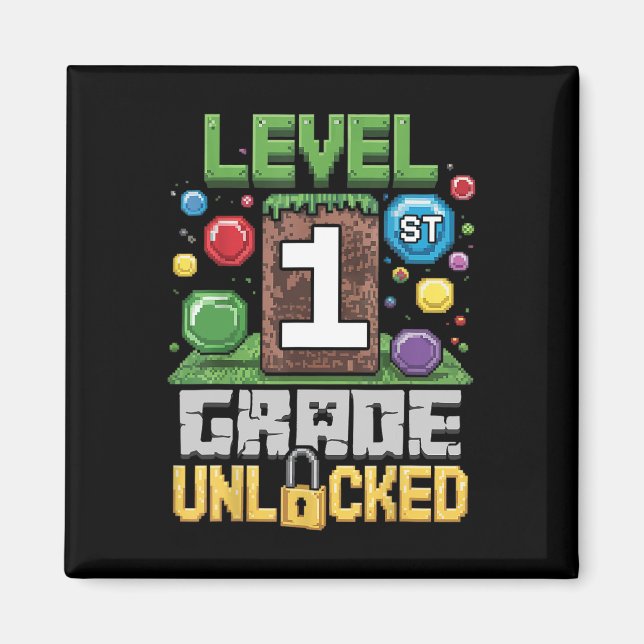 Level 1st Grade Unlocked Video Game First Day Back Magnet (Front)