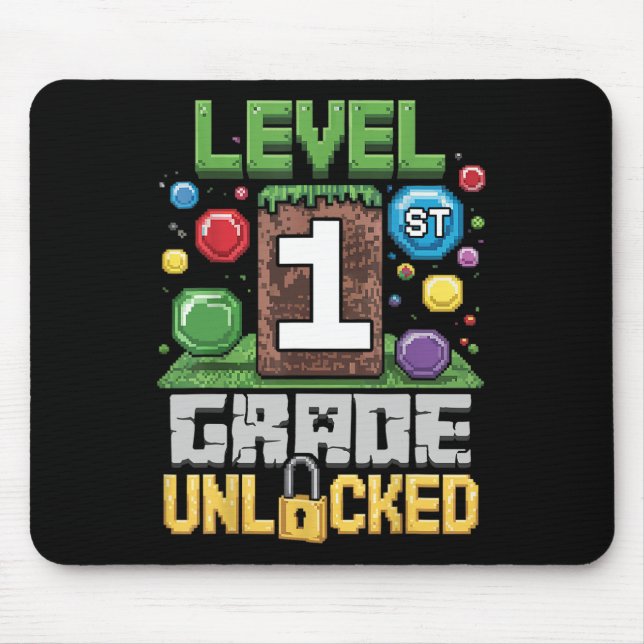 Level 1st Grade Unlocked Video Game First Day Back Mouse Pad (Front)