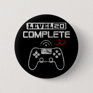 Level 20 Complete 20th Wedding Anniversary Women M 6 Cm Round Badge