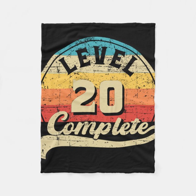 Level 20 Complete Gamer Tee 20th Wedding Anniversa Fleece Blanket (Front)
