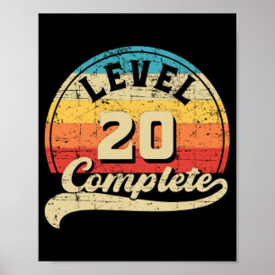 Level 20 Complete Gamer Tee 20th Wedding Anniversa Poster