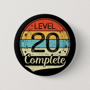 Level 20 Complete Retro 20th Wedding Anniversary T 6 Cm Round Badge
