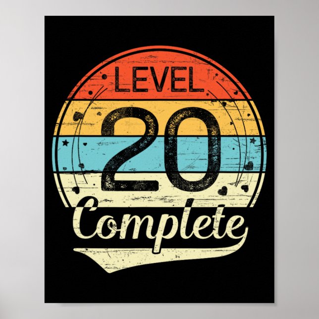 Level 20 Complete Retro 20th Wedding Anniversary T Poster (Front)