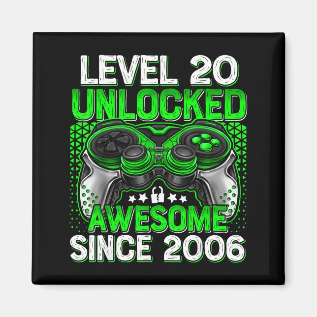 Level 20 Unlocked 20 Year Old Boys 20th Birthday B Magnet (Front)