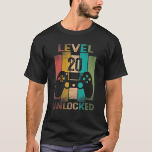 Level 20 Unlocked 20 Year Old   Video Gamer 20th B T-Shirt