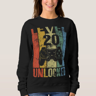 Level 20 Unlocked 20th Birthday For Video Gamers Sweatshirt