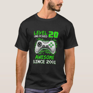 Level 20 Unlocked Awesome 2001 Video Game 20Th Bir T-Shirt