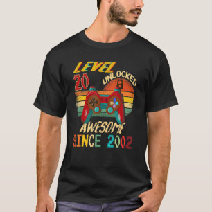Level 20 Unlocked Awesome 2002 20th Birthday Boy V T-Shirt