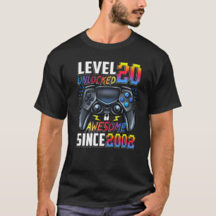 Level 20 Unlocked Awesome Since 2002 20th Birthday T-Shirt