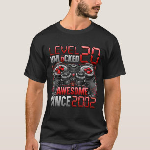 Level 20 Unlocked Awesome Since 2002 20Th Birthday T-Shirt