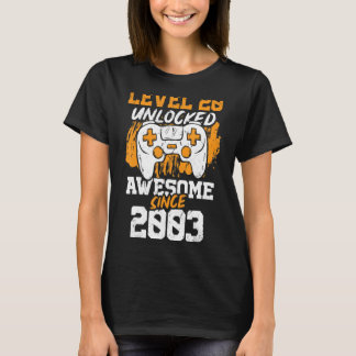 Level 20 Unlocked Awesome Since 2003 Video Game Bi T-Shirt