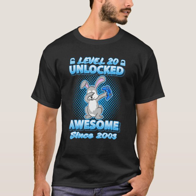 Level 20 Unlocked Born In 2003 Dabbing Rabbit 20th T-Shirt (Front)