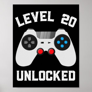 Level 20 Unlocked Funny 20th Wedding Anniversary C Poster