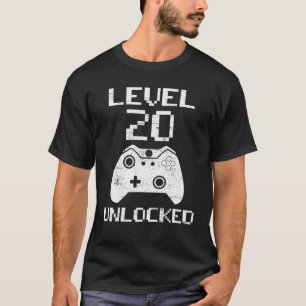 Level 20 Unlocked Funny Video Gamer 20th Birthday T-Shirt