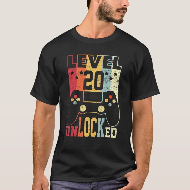Level 20 Unlocked Shirt 20th Birthday Gifts Video  (Front)