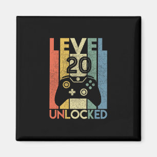 Level 20 Unlocked Shirt Funny Video Gamer 20th Bir Magnet