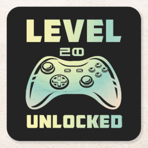 level 20 unlocked square paper coaster