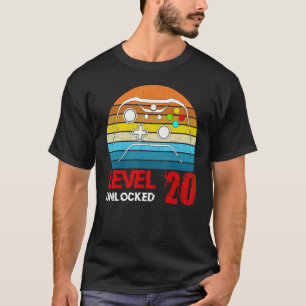 Level 20 Unlocked  Video Gamer 20th Birthday Men W T-Shirt
