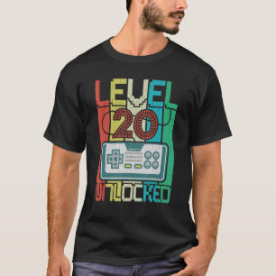 Level 20 Unlocked   Video Gamer 20th Birthday   T-Shirt