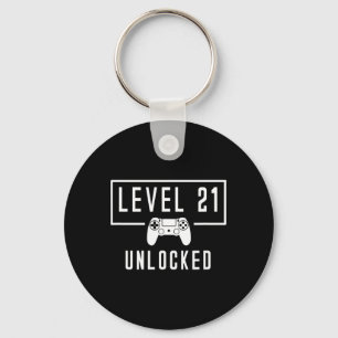 Level 21 21st Years Unlocked Video Game Gamer Bday Key Ring