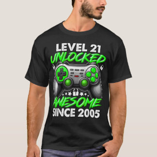 Level 21 Unlocked 21 Year Old Boys 21St Birthday T-Shirt