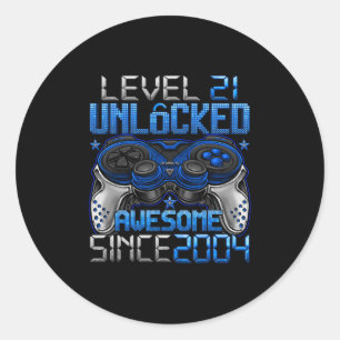 Level 21 Unlocked 21 Year Old Gifts Boys 21st Birt Classic Round Sticker