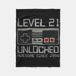Level 21 Unlocked 21st Birthday 21 Year Old Video  Fleece Blanket