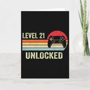 Level 21 Unlocked 21st Video Gamer Birthday Gift  Card