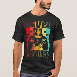 Level 21 Unlocked 21yr Bday Men 21th 21 Years Old T-Shirt