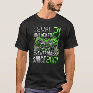 Level 21 Unlocked Awesome Since 2001 21st Birthday T-Shirt