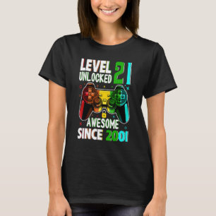 Level 21 Unlocked Awesome Since 2001 21st Birthday T-Shirt