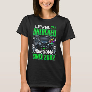 Level 21 Unlocked Awesome Since 2002 21st Birthday T-Shirt