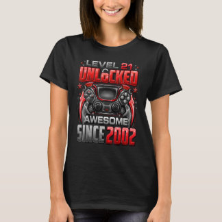 Level 21 Unlocked Awesome Since 2002 21st Birthday T-Shirt