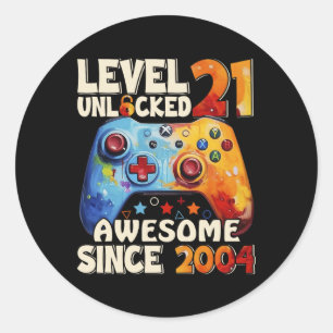 Level 21 Unlocked Awesome Since 2004 21st Birthday Classic Round Sticker