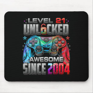 Level 21 Unlocked Awesome Since 2004 21st Birthday Mouse Pad