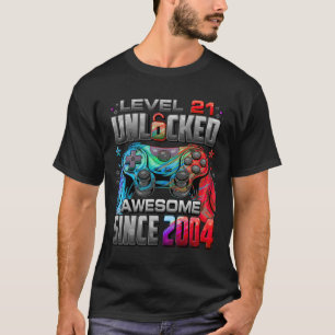 Level 21 Unlocked Awesome Since 2004 21st Birthday T-Shirt