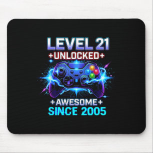 Level 21 Unlocked Awesome Since 2005 21st Birthday Mouse Pad