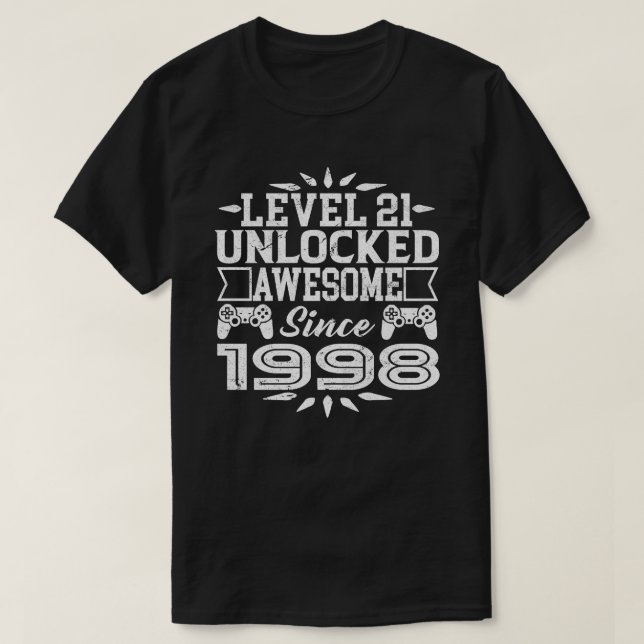 Level 21 Unlocked Awesome Since 2018 21th Birthday T-Shirt (Design Front)