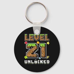 Level 21 Unlocked Birthday 21st Years Bday Gamer P Key Ring