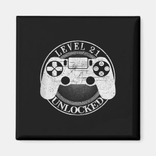 Level 21 Unlocked Funny Video Gamer 21st Birthday  Magnet