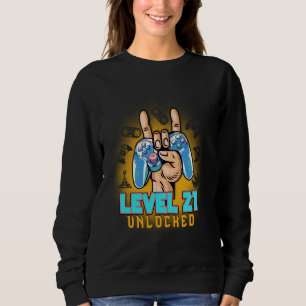Level 21 Unlocked Funny Video Gamer 21st Birthday Sweatshirt
