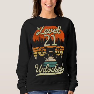 Level 21 Unlocked Men Him Bday Video Gamer 21th Bi Sweatshirt