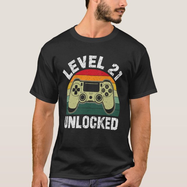 Level 21 Unlocked Video Game Enthusiast T-Shirt (Front)